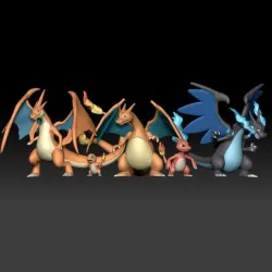 Pokemon Charmander Charmeleon Charizard Mega Evolution 3D print model