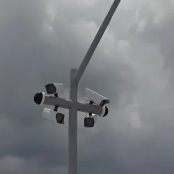 Security camera lamp post