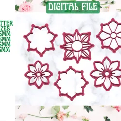 Spring Floral Set of 6 Polymer Clay Cutters For Earrings and Other Jewelry