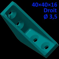 Square 40×40×16, straight braces, Ø 3.5 mm screws