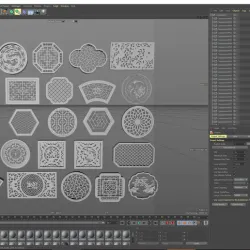 Chinese Antique Pattern Screen Window 3D model