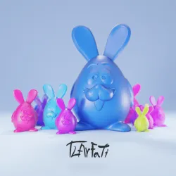 Easter Bunny 3D Printed Egg shaped Figure for Festive Home Decor