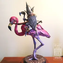 Flamingo Warrior, Death Dealer Guardin' Gnome, Tabletop RPG Miniature or Statue