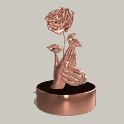 Hands holding each other and a rose sculpture, Love gift, engagement gift, marriage, proposal, Valentine's Day gift, romantic,  anniversary gift