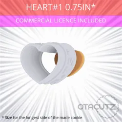 Heart #1 Cookie Cutter 0.75in / 1.9cm