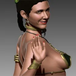 Leia sexy pose Jabba's slave version from Star Wars.