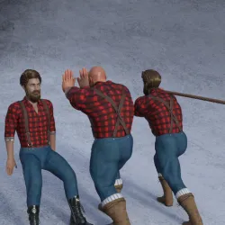 Lumberjacks pushing and pulling
