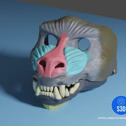 Mandrill wearable mask with moving jaw