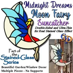 Midnight Dreams Moon Fairy Suncatcher Stained-Glass Home & Garden Decor