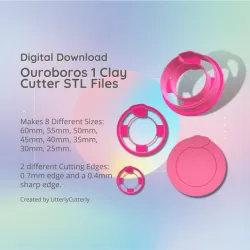 Ouroboros Clay Cutter - Mystical Snake STL Digital File Download- 8 sizes and 2 Cutter Versions Earrings, Pendant, Barrette