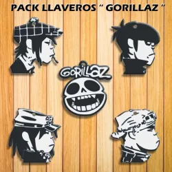 PACK 5 KEY RINGS OF "GORILAZ".