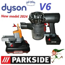 PARKSIDE X20 on DYSON V6 Battery adapter