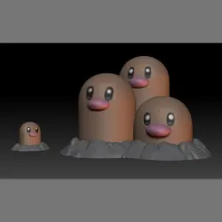 Pokemon Diglett Dugtrio 3D print model