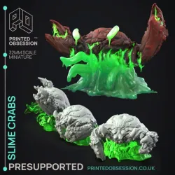 Slime Crabs - Slime Creatures -  PRESUPPORTED - Illustrated and Stats - 32mm scale