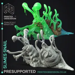 Slime Snail - Slime Creature -  PRESUPPORTED - Illustrated and Stats - 32mm scale