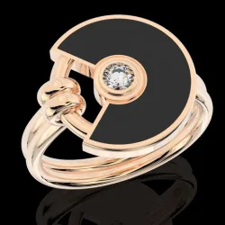 Stylish ring with enamel and stone 360
