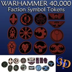 Warhammer 40k Faction Symbol Game Piece Tokens 16 WH40k Factions