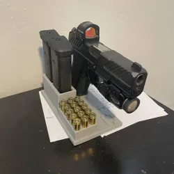 9mm Pistol Stand with Ammo and Magazine Storage
