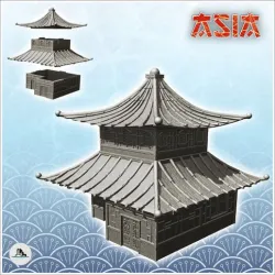 Asian building with double roof and floor (23) - Medieval Asia Feudal Asian Traditionnal Ninja Oriental