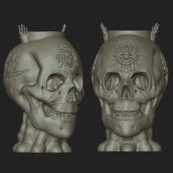 "Bone-Chilling Beauty: 3D Printable Skull Candle Stand