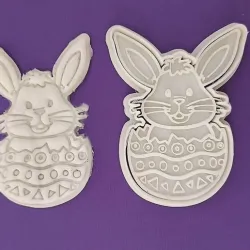 Easter Bunny with Egg Cookie Cutter and Stamp Set STL Files - 3D Printable Design