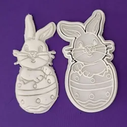 Easter Bunny with Egg Cookie Cutter and Stamp Set STL Files - 3D Printable Design