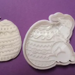Easter Bunny with Egg Cookie Cutter and Stamp Set STL Files - 3D Printable Design