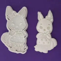 Easter Bunny with Egg Cookie Cutter and Stamp Set STL Files - 3D Printable Design