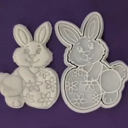 Easter Bunny with Egg Cookie Cutter and Stamp Set STL Files - 3D Printable Design