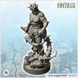 Evil creature with horns, cape and spiked tail (8) - Medieval Fantasy Magic Feudal Old Archaic Saga 28mm 15mm Chaos Darkness Demon