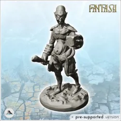 Goblin shaman with wooden staff and magic stone (12) - Medieval Fantasy Magic Feudal Old Archaic Saga 28mm 15mm Chaos Darkness Demon