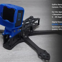 GoPro Hero 11 Black Mini Camera Protector For the Apex 5 RC / DC frames + Baseplate fixed camera tilt 5 - 40 degree
