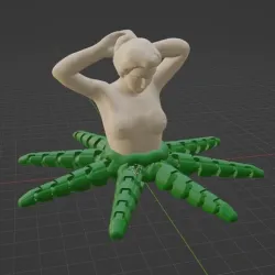 Lady Woman Octopus Bust Nude
