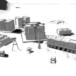 Miniature Battlefield buildings, turrets and doodads.