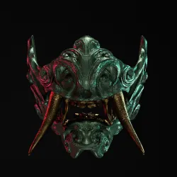 Oni half demon mask