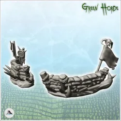 Set of two orc barricades with sand and skull flag (1) - Ork Green Horde SF Beast Chaos Demon Ogre