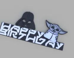 Star Wars Happy birthday cake topper Dark Vader Baby Yoda Starwars themed party