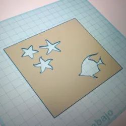 Stencil starfish and fish