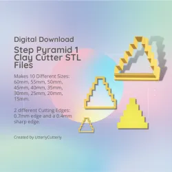 Step Pyramid 1 Clay Cutter - Aztec Geometric STL Digital File Download- 10 sizes and 2 Cutter Versions, cookie cutter