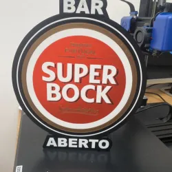 Super Bock Logo Light with BAR ABERTO text