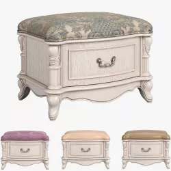 230 Carpenter Casual chair foot stool with one drawer 3D model