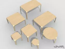 Alvar Aalto X-leg furniture set 3D model