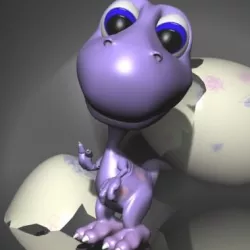 Baby dino cartoon RIGGED 3D model