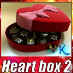Chocolate Candy Pieces in Heart Box 3D model