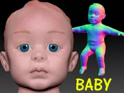 Cute Baby Toddler Textured Low-Poly High-Poly and 3D Printable Low-poly  3D model