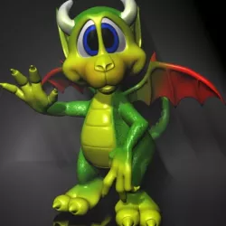 Cute Cartoon Dragon RIGGED Low-poly  3D model