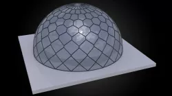 Dome hexagonal grid triangles to hexagon pattern structure 3D model