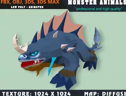 Low Poly Dinasour Monster 13 3D Model - Animated Low-poly  3D model