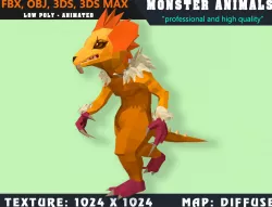 Low Poly  Monster 22 Animated - Game Ready Low-poly  3D model
