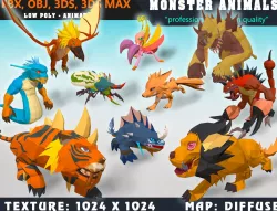Low Poly Monster Cartoon Collection 02 3D Model - Animated Low-poly  3D model